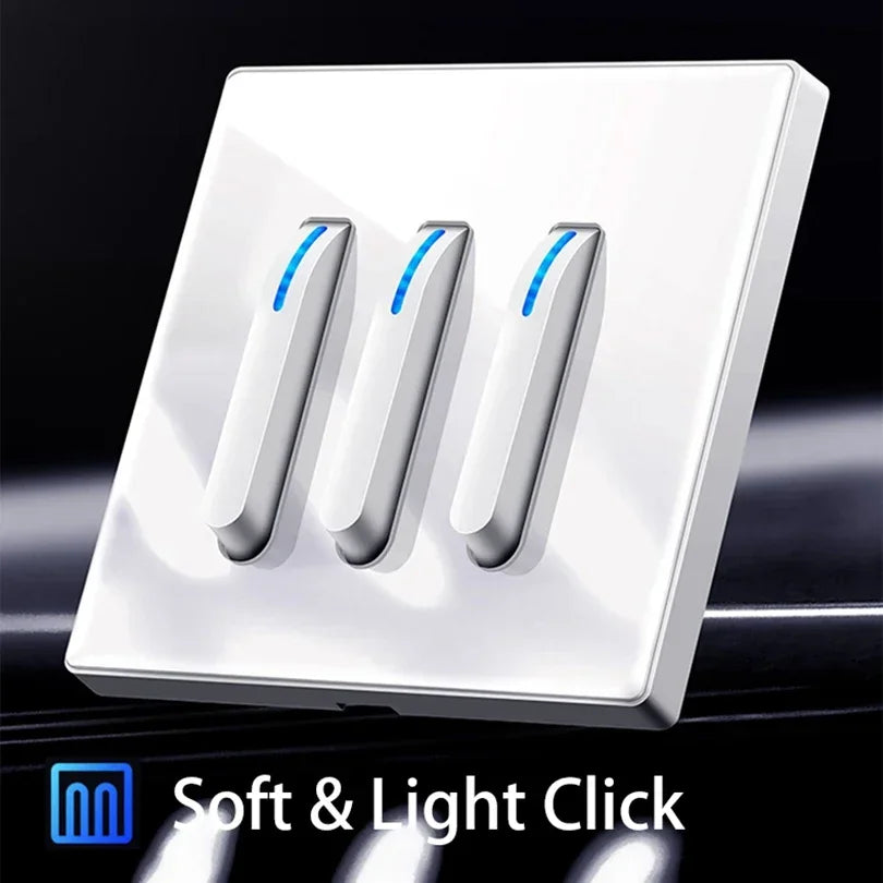 Wallpad Luxe Piano-knop Lichtschakelaar – 1–4 Gang, Gehard Glazen Paneel, 1/2-Weg