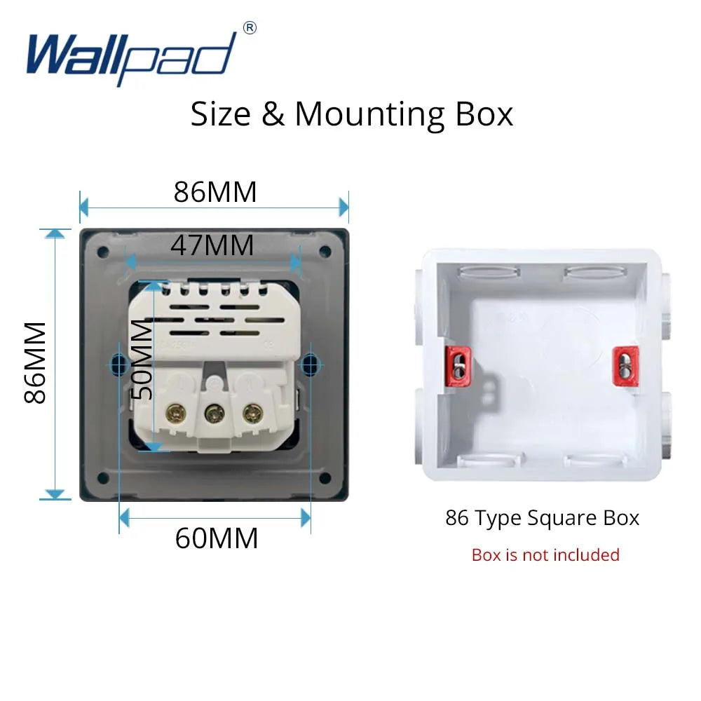 Wallpad Luxe EU Stopcontact met USB-C (5V/3.1A) – Gehard Glazen Paneel