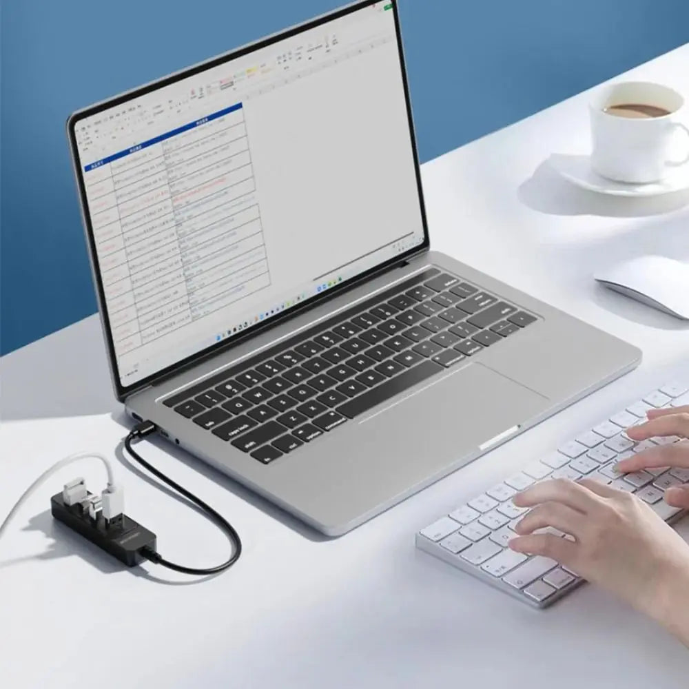 4-Port USB 3.0 Hub met Type-C poort – Compacte high-speed splitter