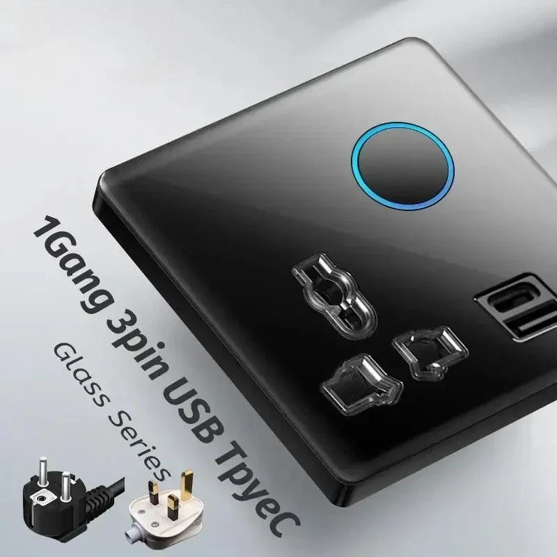 Depo Guye Glazen Lichtschakelaar – 1/2/3/4-Gang Touchpaneel met LED-indicator (110–250V)