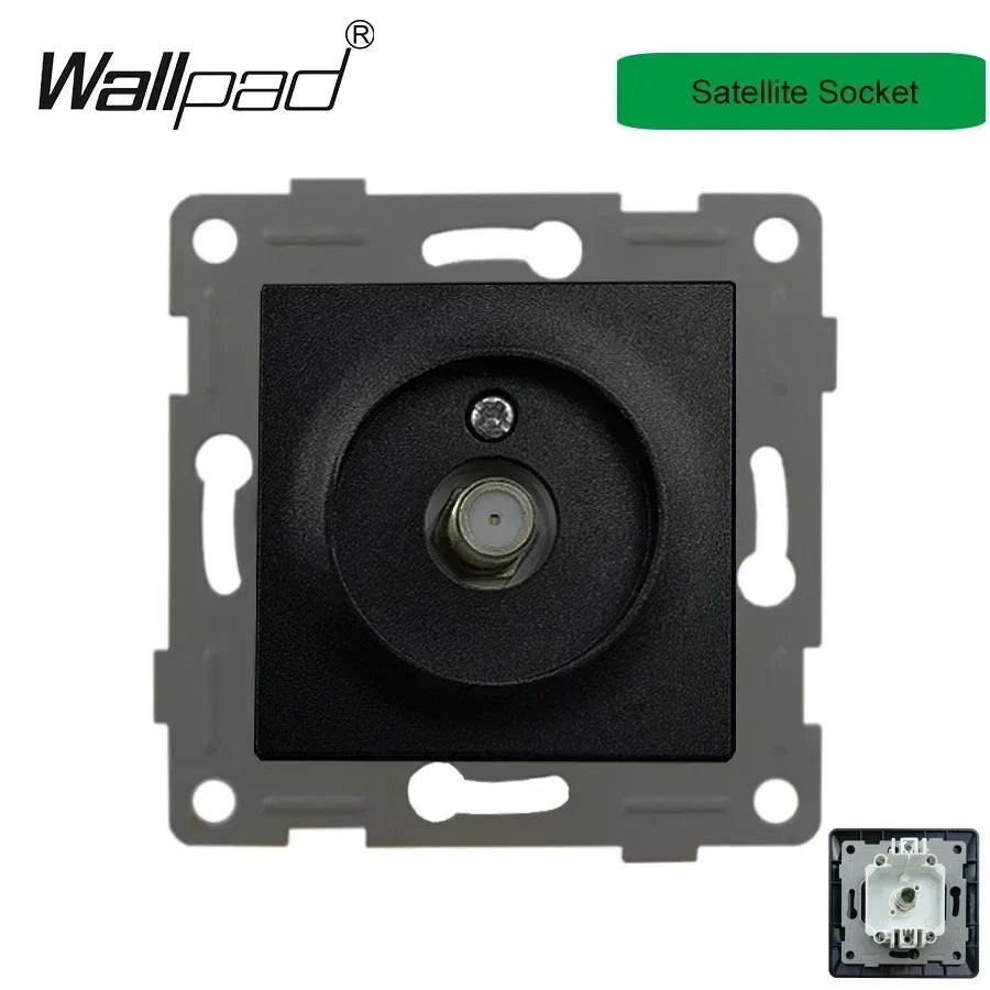 Wallpad Luxe Houten EU Stopcontact – Retro Schakelaar met USB, TV & Datapoort (110–250V)