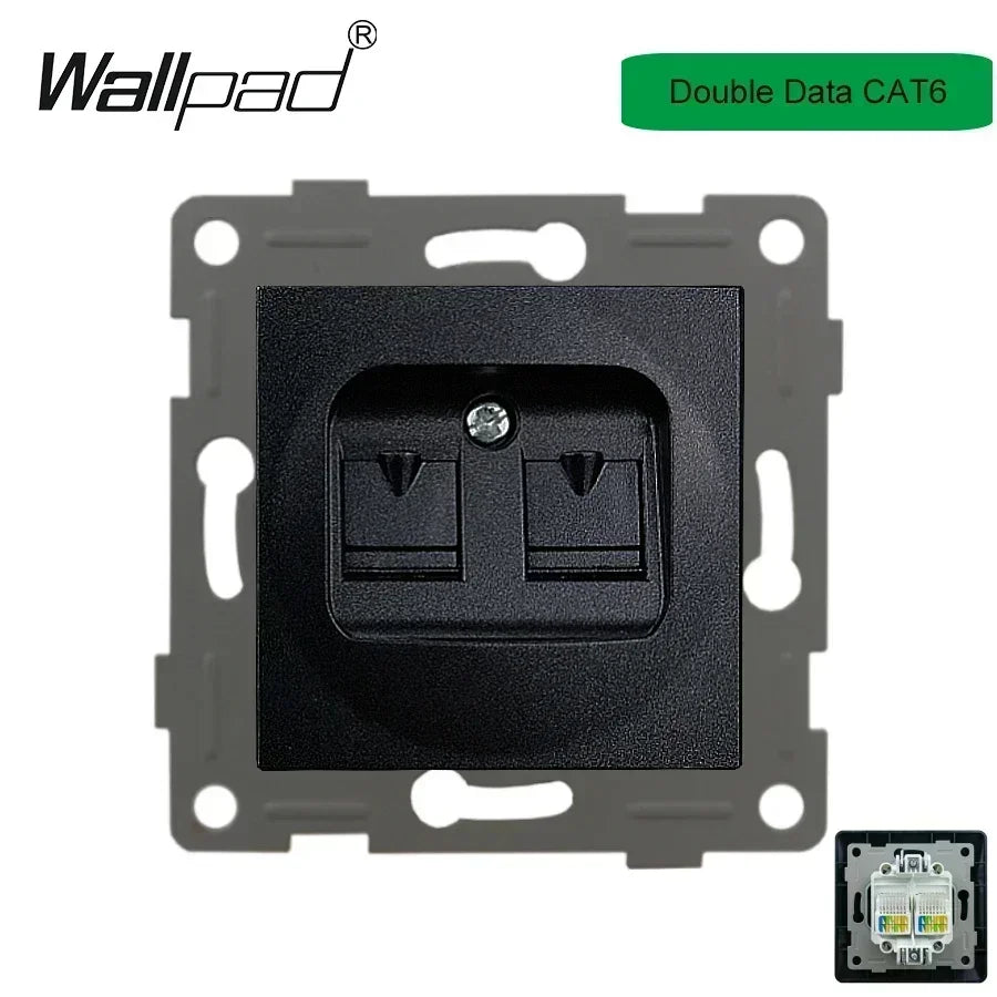 Wallpad Luxe Houten EU Stopcontact – Retro Schakelaar met USB, TV & Datapoort (110–250V)