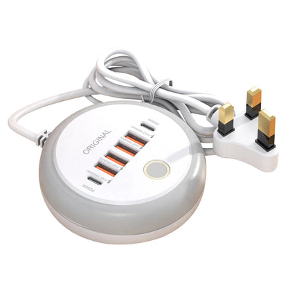 Multifunction 4 USB 2 Type C Ports  Desktop Power Strip 6 In 1 Quick Charging Socket Home Electronics For Tablet Laptop EU/US/UK