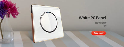 Wallpad Luxe 1–4-Gang Lichtschakelaar met Blauw LED & Geïntegreerd Stopcontact (TV/RJ45/TEL)