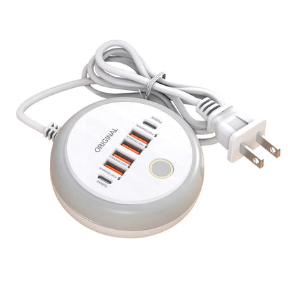 Multifunction 4 USB 2 Type C Ports  Desktop Power Strip 6 In 1 Quick Charging Socket Home Electronics For Tablet Laptop EU/US/UK