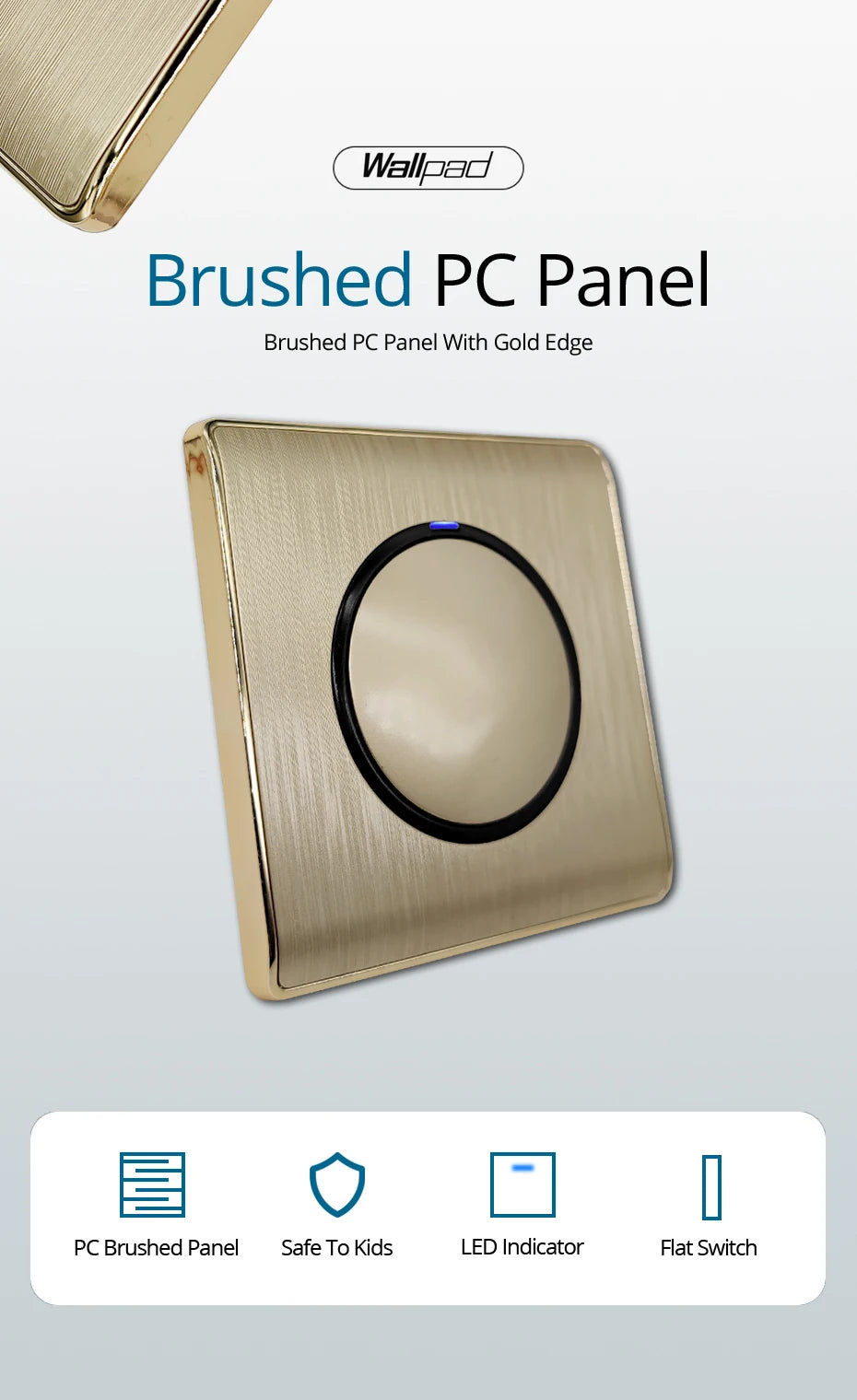 Wallpad Luxe 1–4-Gang Lichtschakelaar met Blauw LED & Geïntegreerd Stopcontact (TV/RJ45/TEL)