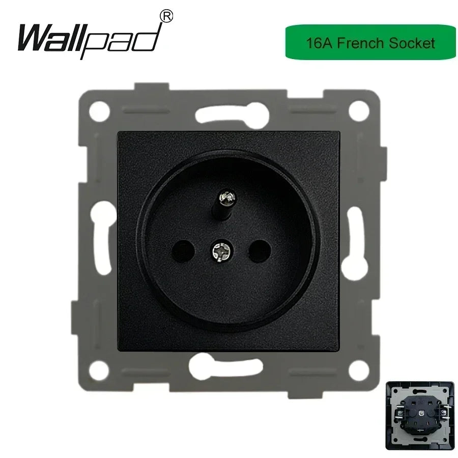 Wallpad Luxe Houten EU Stopcontact – Retro Schakelaar met USB, TV & Datapoort (110–250V)