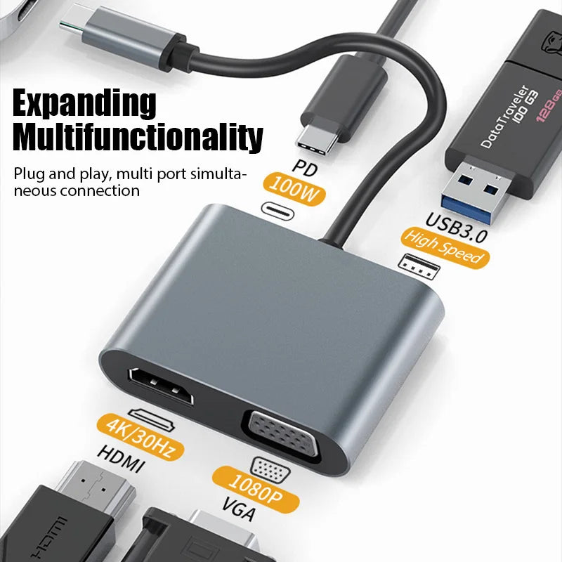 4-in-1 USB-C HUB Docking Station