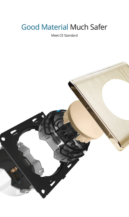 Wallpad Luxe 1–4-Gang Lichtschakelaar met Blauw LED & Geïntegreerd Stopcontact (TV/RJ45/TEL)