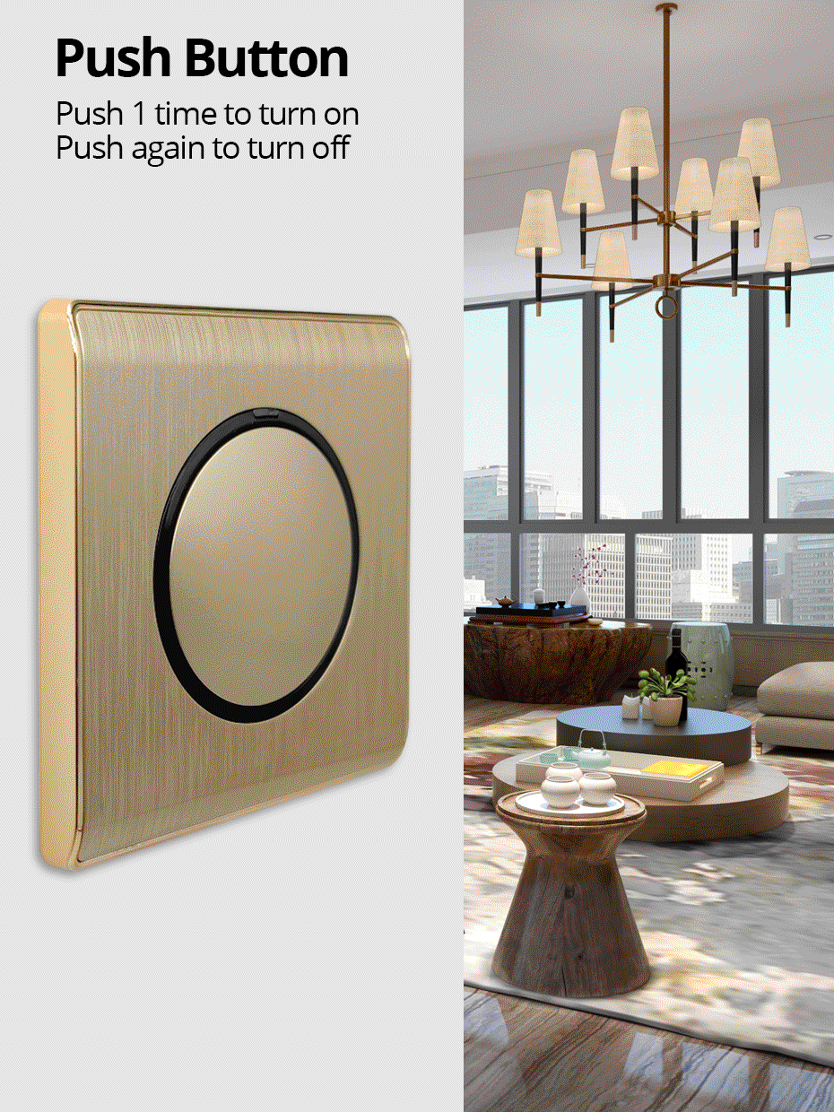 Wallpad Luxe 1–4-Gang Lichtschakelaar met Blauw LED & Geïntegreerd Stopcontact (TV/RJ45/TEL)